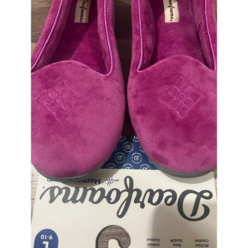 Dearfoams Womens Mystic Purple Velour Memory Foam Slippers Large 9-10